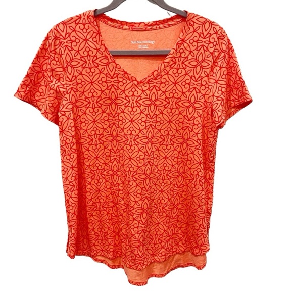 Soft Surroundings Women's Medium Petite MP Orange Geometric Mosaid Print Tunic - Picture 1 of 7